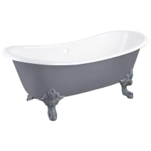 Lena 72" Cast Iron Soaking Clawfoot Tub with Included Overflow Drain and 7" Rim Holes
