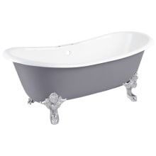 Lena 72" Cast Iron Soaking Clawfoot Tub with Included Overflow Drain and 7" Rim Holes