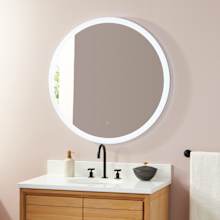 Opalo 36" Diameter Modern Circular Frameless Bathroom Wall Mirror with Light