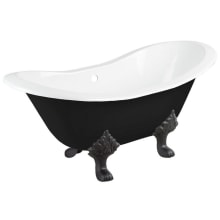 Arabella 61" Cast Iron Soaking Clawfoot Tub with Overflow and Tap Deck