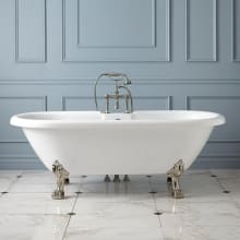 Audrey 59" Clawfoot Acrylic Soaking Tub with Rear Drain, Drain Assembly, and Overflow