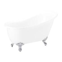 Ultra 61" Clawfoot Acrylic Soaking Tub with Right Drain, Drain Assembly, and Overflow
