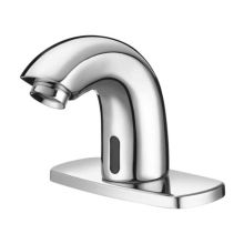 Sensor Activated, Electronic, Pedestal Hand Washing Faucet for Tempered or Hot/Cold Water Operation with 4" Trim Plate. Battery Powered