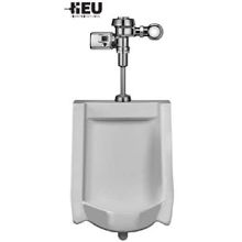 High Efficiency Urinal features a battery-powered, sensor-operated Optima® SMO (Side Mount Operator) Flushometer and a vitreous china urinal fixture.