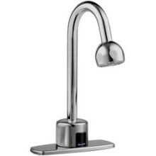 Battery Powered, Sensor Activated Electronic Gooseneck Hand Washing Faucet for Tempered or Hot/Cold Water Operation with 8" Trim Plate. Surgical Bend Spout and Shower Spray Head.