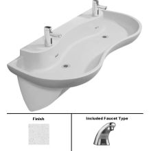 50" Double Station Solid Surface Lavatory System Equipped with two (2)ETF-610 Sloan Sensor Activated, Chrome Plated Hand Washing Faucets