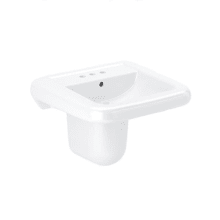 21-1/2" Rectangular Vitreous China Wall Mounted Bathroom Sink with Overflow