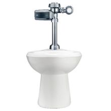 High Efficiency Toilet features a battery-powered, sensor-operated SMOOTH® (Side-Mount-Operator-Over-The-Handle) Flushometer and a vitreous china toilet fixture.