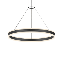 Double Corona 32" Wide Integrated LED Ring Chandelier with Acrylic Shades
