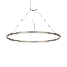 Double Corona 59" Wide Integrated LED Ring Chandelier with Acrylic Shades