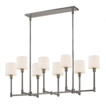Embassy 8 Light LED Chandelier with Off-White Cotton Shades