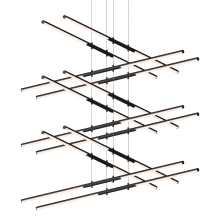 Tik-Tak 47-1/2" Wide LED Six Tier Linear Chandelier with Optical Acrylic Shades
