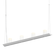 Votives 32" Wide Integrated LED Suspension Linear Pendant with Frosted Etched Outer Glass and Acrylic Inner Glass Shades