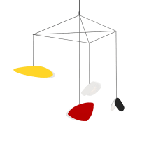 Papillons 4 Light 31" Wide LED Suspension Multi Light Pendant with Black, Red, and Yellow Shades