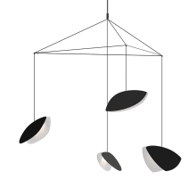 Papillons 4 Light 54" Wide LED Suspension Multi Light Pendant with Black Shades