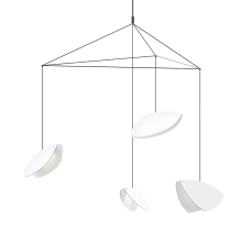 Papillons 4 Light 54" Wide LED Suspension Multi Light Pendant with White Shades