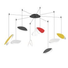Papillons 9 Light 24" Wide LED Suspension Multi Light Pendant with Black, Red, and Yellow Shades