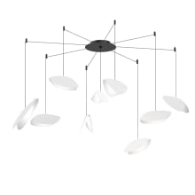 Papillons 9 Light 24" Wide LED Suspension Multi Light Pendant with White Shades