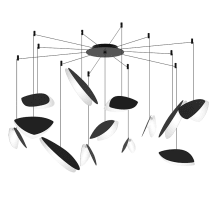 Papillons 13 Light 30" Wide LED Suspension Multi Light Pendant with Black Shades