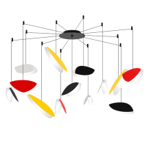 Papillons 13 Light 30" Wide LED Suspension Multi Light Pendant with Black, Red, and Yellow Shades
