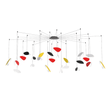 Papillons 24 Light 36" Wide LED Suspension Multi Light Pendant with Black, Red, and Yellow Shades