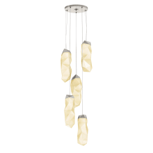 Facets 17-1/2" Wide Integrated LED Suspension Multi Light Pendant with Large Etched Cased Glass Shades