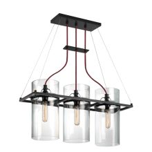Square Ring 3 Light Pendant with Clear Shade