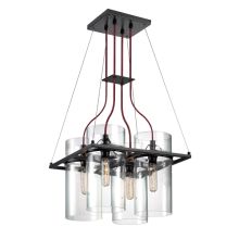 Square Ring 17" Wide 4 Light Pendant with Clear Glass Shades