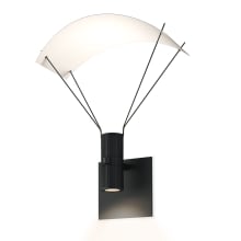 Suspenders Standard Single LED Wall Sconce with Bar-Mounted Duplex Cylinder Luminaire, Flood Lens and Parachute Wall Reflector