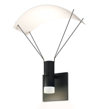 Suspenders Standard Single LED Wall Sconce with Bar-Mounted Duplex Cylinder Luminaire, Glass Diffuser and Parachute Wall Reflector