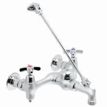 Commander 1.5 GPM Wall Mounted Service Sink Faucet with Metal Cross Handles, Top Bracket and Pail Hook