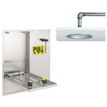 Wall Mounted Recessed Stainless Steel Cabinet with Swing Down Aerated Eye / Face Wash, Drain Pan and Recessed Shower Head