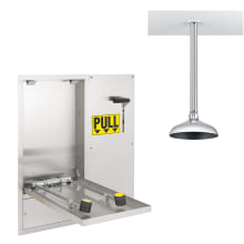 Wall Mounted Recessed Stainless Steel Cabinet with Swing Down Aerated Eye / Face Wash, Drain Pan and Drop Down Shower Head