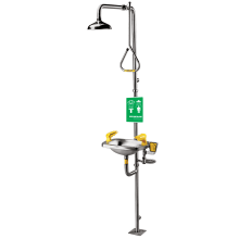 Select Series Combination Shower with SE-400 Eye / Face Wash, 6 Aerated Sprays, Stainless Steel Bowl, and Impeller Action Deluge Shower Head and Pull Rod