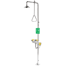 Traditional Series Combination Shower with SE-490 Eye / Face Wash, Stainless Steel Bowl, Ball Valve and Pull Rod