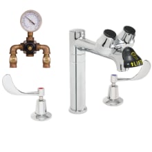 Eyesaver 1.5 GPM Widespread Laboratory Faucet with 8" Gooseneck Spout, Integrated Eyewash, and Thermostatic Mixing Valve