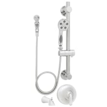 Caspian 2.5 GPM Pressure Balanced Valve Trim with Rough In Valve, Hand Shower, ADA Compliant Slide Bar, Diverter Tub Spout and Wall Supply Elbow