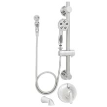 Caspian 2.5 GPM Pressure Balanced Valve Trim with Diverter, Rough In Valve, Hand Shower, ADA Compliant Slide Bar and Tub Spout