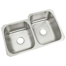 31-3/4" Double Basin Undermount Stainless Steel Kitchen Sink with SilentShield&reg;