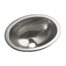 13-1/4" Oval Stainless Steel Drop In or Undermount Bathroom Sink