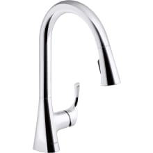 Valton 1.5 GPM Single Hole Pull Down Kitchen Faucet with MasterClean Sprayface and ProMotion Technology - Includes Escutcheon