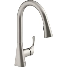 Valton 1.5 GPM Single Hole Pull Down Kitchen Faucet with MasterClean Sprayface and ProMotion Technology - Includes Escutcheon