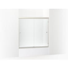 Finesse 58-1/16" x 59-5/8" Frameless Sliding Shower Door with Clear Glass, Knob Handle, and Clean Coat