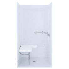 ADA Shower 39-3/8" x 39-3/8" x 73-1/4" Vikrell Shower with Drain Center and Seat Included