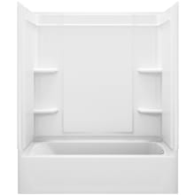Ensemble 60" Vikrell Alcove Bath/Shower Module with Right Drain, Soaking Tub, 3 Walls with Backer Boards, and 4 Shelves