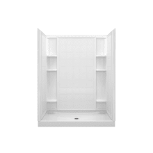 Ensemble 60" x 35-1/4" x 77" Vikrell Shower with Drain Center, Tile Design, Shaving Ledge and Mold in Shelves
