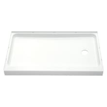 60" x 30" Shower Base with Single Threshold and Right Drain