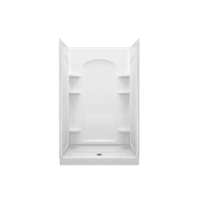 Ensemble 48" x 35-1/4" x 77" Vikrell Shower with Drain Center and Curve Design on Back Wall