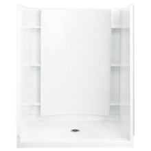 Accord 60" x 36" x 77" Vikrell Shower with Drain Center and Recessed Shelves