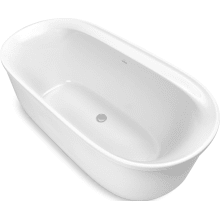 Spectacle 66" Free Standing Acrylic Soaking Tub with Center Drain, Drain Assembly and Overflow